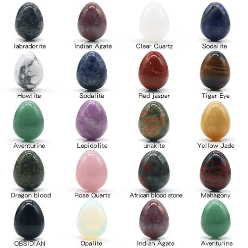 20PCS Lots Mix Natural Stone Gemstone Crystal Sphere Healing Massager Egg - Picture 14 of 21