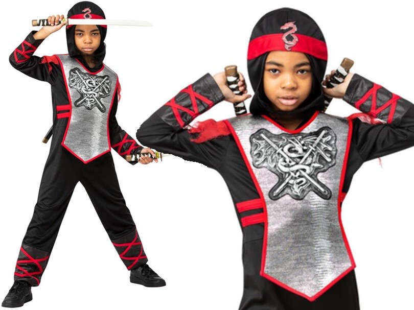 Smiffys Deluxe Dragon Ninja Costume Für Kinder (4-6 Jahre) - Inkl. Oberteil Mit EVA-Brust, Kapuze & Hose