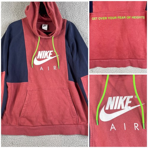 VTG Nike AIR Hoodie Sweatshirt XL Black Get Over Your Fear Colorblock Sweater