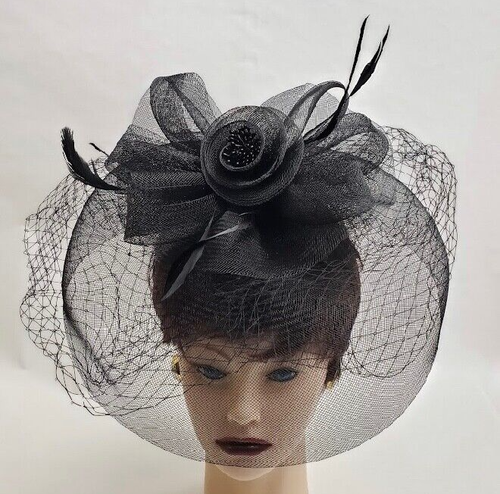Women's Fascinator Clip Fashion Hair Piece Black One Size NWOT - Picture 8 of 11