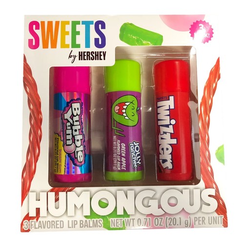 Humongous Flavored Lip Balm Set 3 Giant Bubble Yum, Jolly Rancher, Twizzler