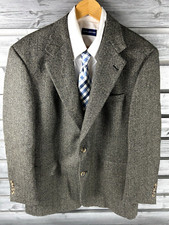 Vtg Austin Reed Gray Wool Herringbone Tweed Sport Coat Blazer Jacket Mens 42R