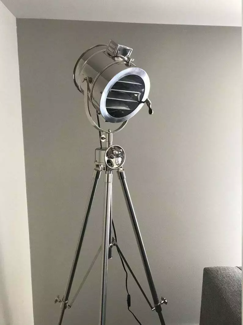 Royal Master Search Light Nautical Spotlight Chrome Tripod Floor Lamp Decor