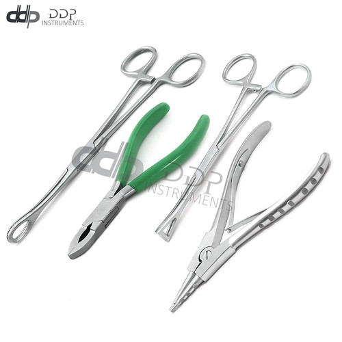 Set of Body Piercing Tools Bead Ball Capture Ring Pliers Opener Closer Green Dep - Picture 2 of 3