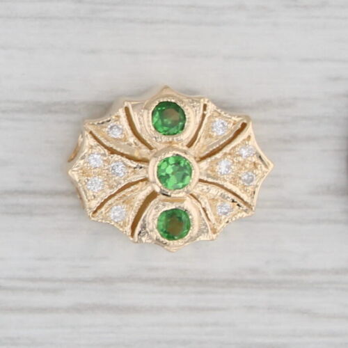 New 0.26ctw Green Chrome Diopside Diamond Slide Bracelet Charm 14k Gold Joshua