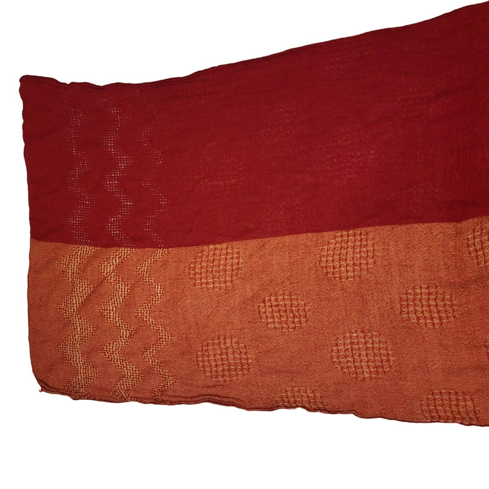 Orange Red Colorblock Rectangular Scarf Women's OS - image 7