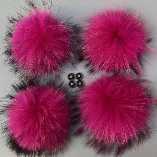 13 colores 6" Pelota de pompón de piel de mapache real con botones a presión zapatos sombrero hágalo usted mismo accesorios - Imagen 20 de 40