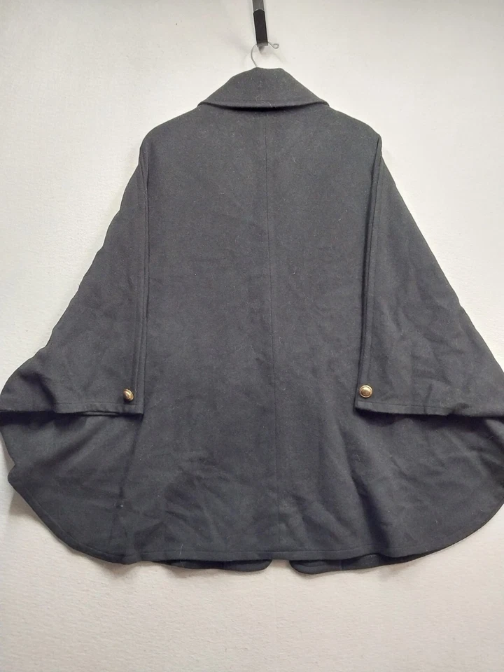 Vintage Spencer Douglas Poncho Womens Size Large Cape Wool Blend Black Button Up - Image 2 of 4