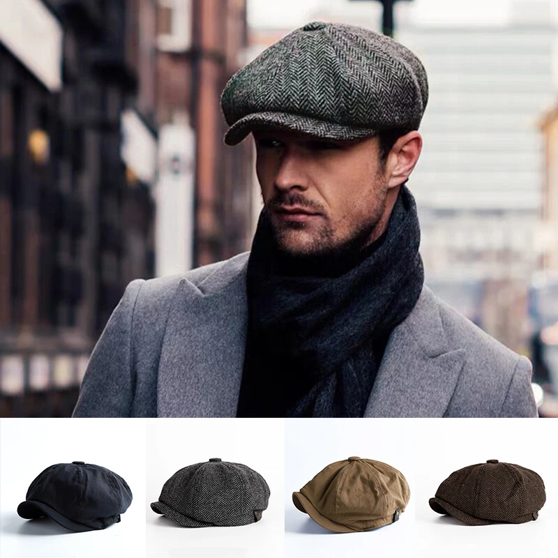 Retro Mens Newsboy Beret Hat Tweed Blend Country Golf Driving Cap Headwear  Gifts