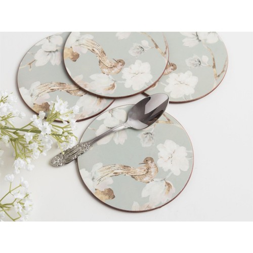 Creative Tops Duck Egg Floral Round Coasters Set - Pack of 4 Tablemats - Picture 4 of 4