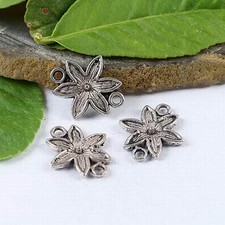 20pcs Tibetan Silver color flower connector charms h1104
