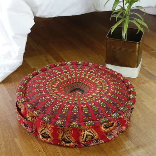 5 PC Lot Mandala Floor Cushion Indian Cotton Round Ottoman Large Seating Decor - Picture 7 of 11