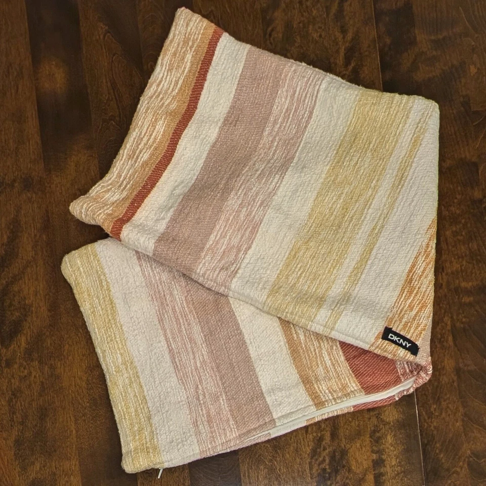 DKNY Pillow Case Cover Large Stripped Pastel Lined Lumbar Cushion Decor - Image 2 of 4