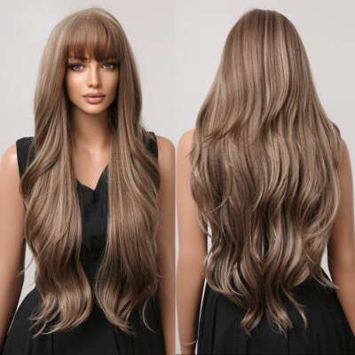 NEW Synthetic Wig Long Natural Wavy Heat Resistant Amazon.com : EMMOR Orange Brown Long Wigs for Women, Natural  main image 3