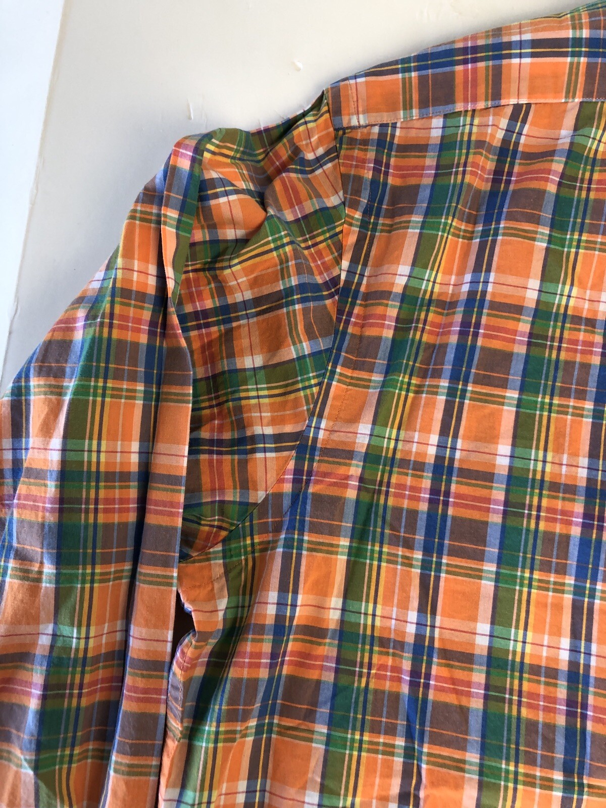 Polo Ralph Lauren Button Down Dress Shirt Mens SZ Large Orange Green Plaid READ! thumbnail 10