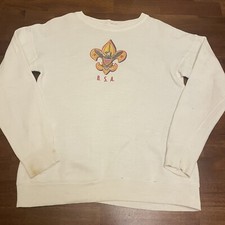 1960s Raglan Sweatshirt BSA Boy Scouts VTG USA Made White Crewneck
