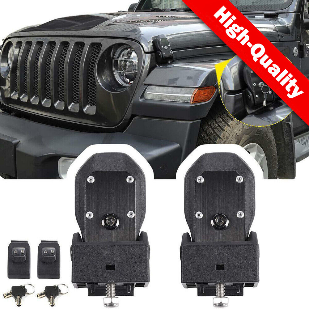 Universal Alloy Locking Hood Latch Catch Pins Lock For Jeep Wrangler JL JT 2018+