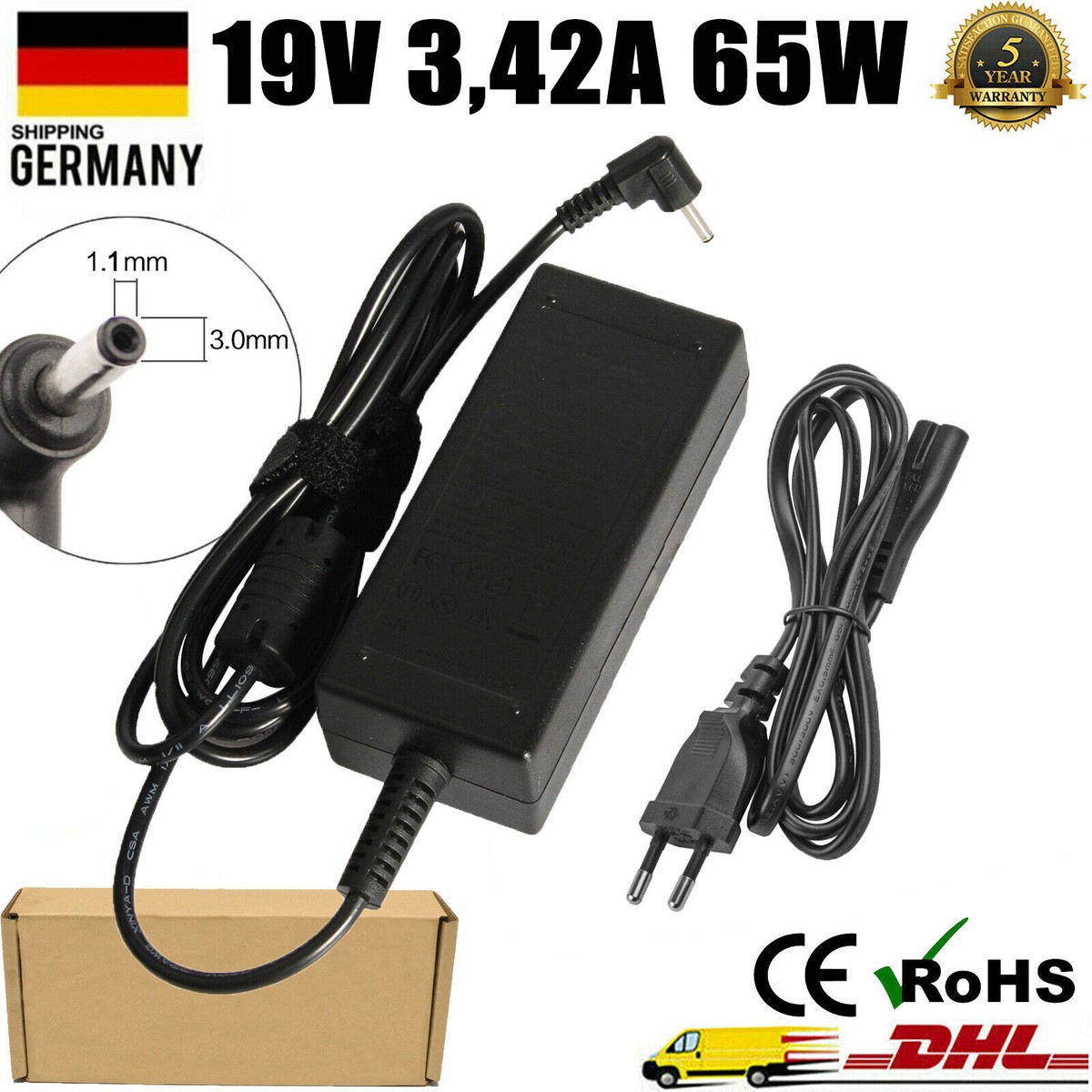 45W Netzteil Für Acer Switch Alpha 12 – 19V/2.37A, Stecker 3.0x1.1 Mm (kompatibel Mit SA5-271/SA5-271P)