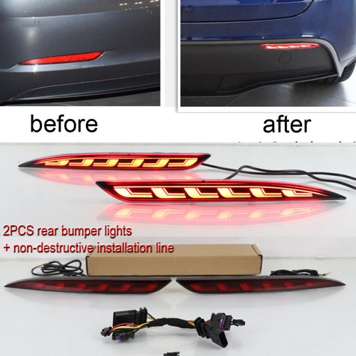For 20202023 Tesla Model Y LED Rear Fog Lights Brake Lights Turn Signal Lights eBay