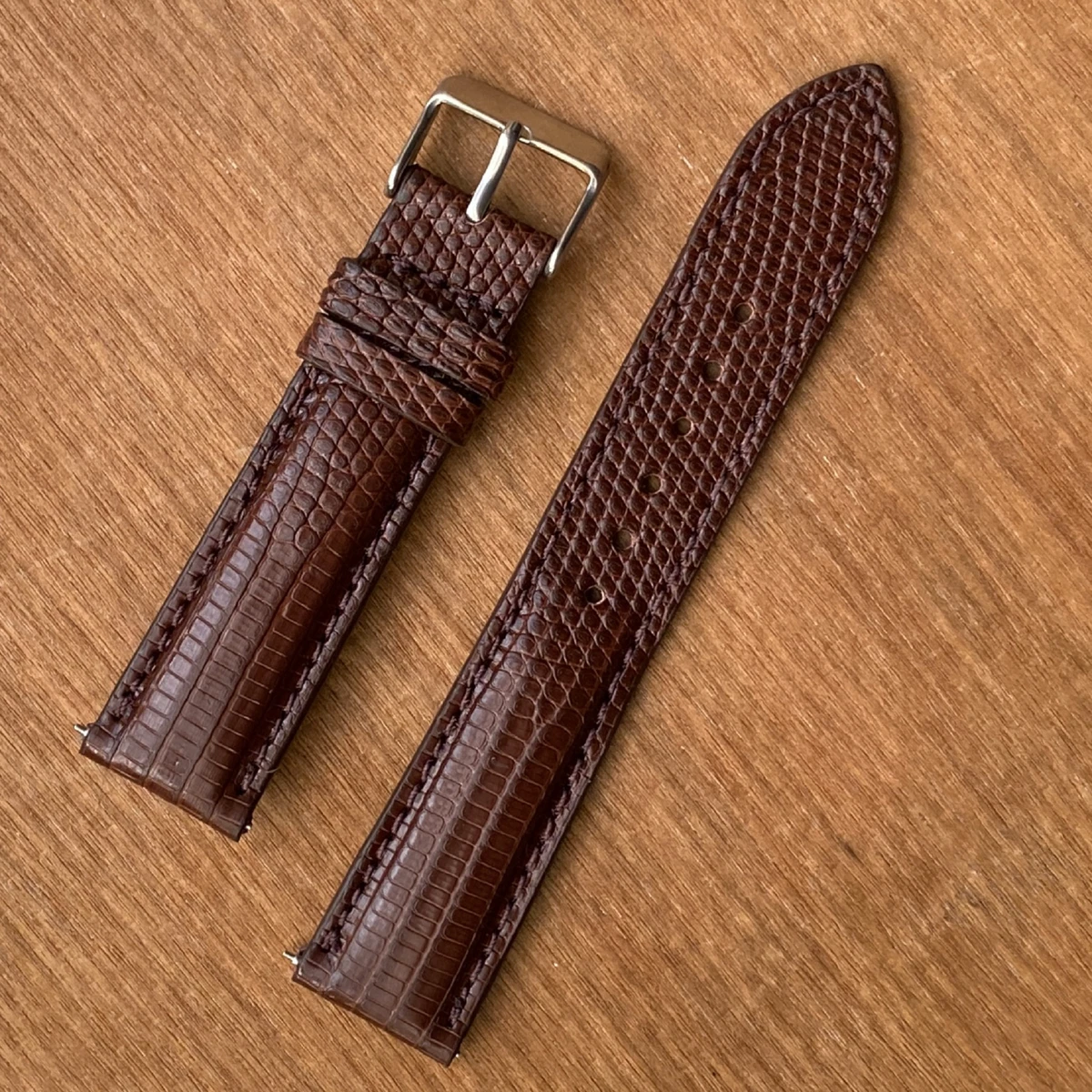 20mm Brown Lizard Watch Band Genuine Leather Watch Strap Handmade