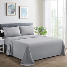 600 Thread Count Deep Pocket Breathable Solid Cotton Blend Sheet Set, Silver