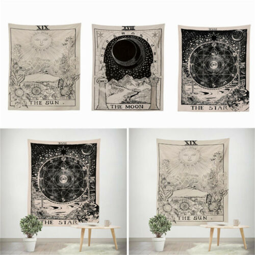 Tarot Tapestry Wall Hanging Magical Moon Sun Bedspread Tapestries Cover Decor - Afbeelding 1 van 8