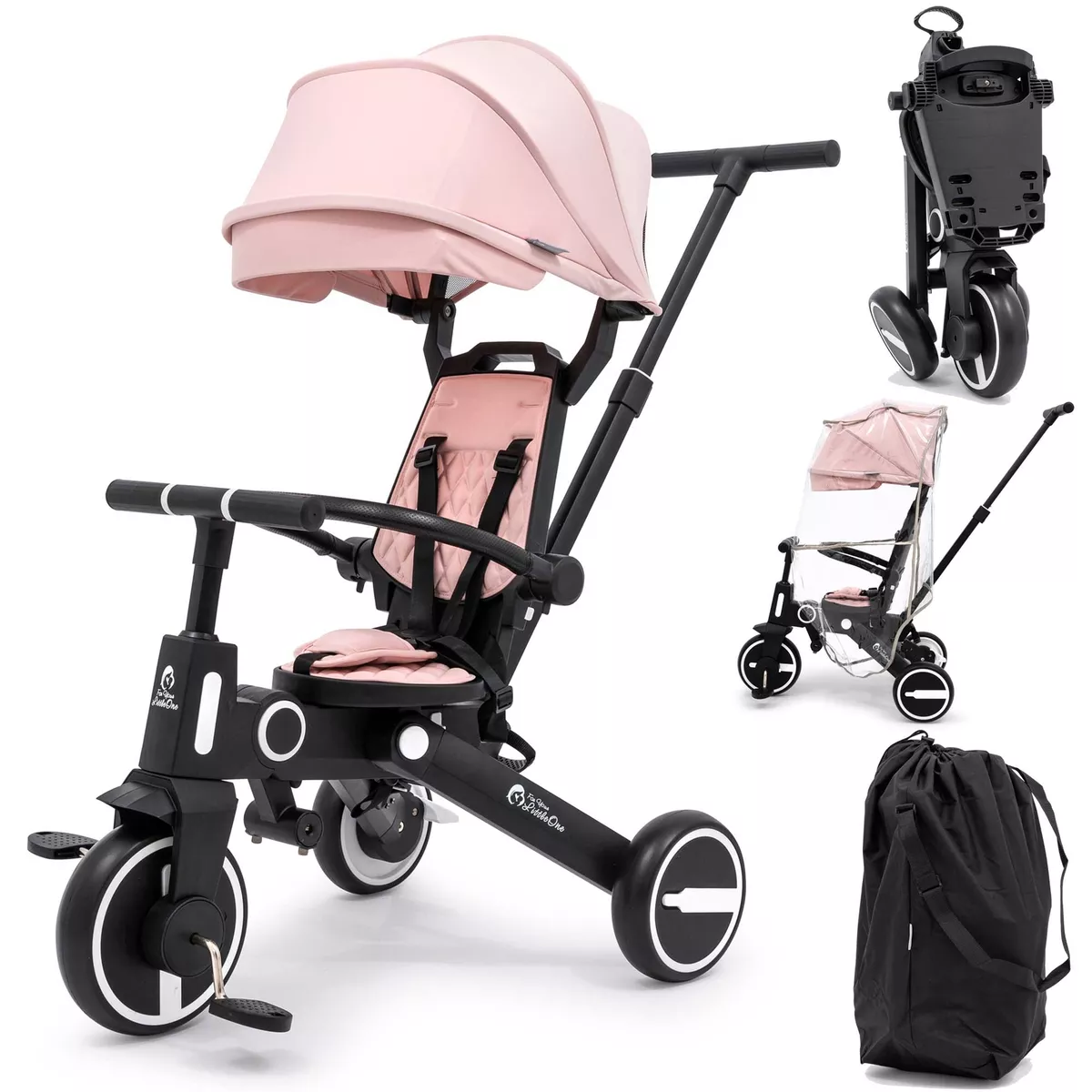 FYLO Xplor Baby Trike Foldable Tricycle Toddler Parent Handles Travel Bag Rainco