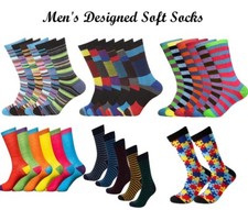 Men's Printed Design Colored Stripe Argyle Fashion Funky Office Work Boot Socks