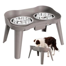 Elevated Dog Bowls, Raised Dog Bowl Stand with 2 Stainless Steel Dog Food Bowls