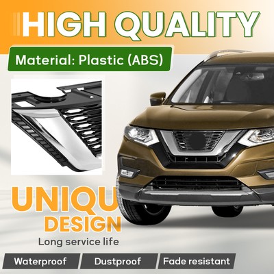 Front Upper Bumper Grille For 2017-2020 Nissan Rogue - Black/Silver, Part #623106FL0B 3 thumbnail image