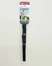 Extra Small Dog Collar Black Coastal Adjustable Nylon Plastic Snap 