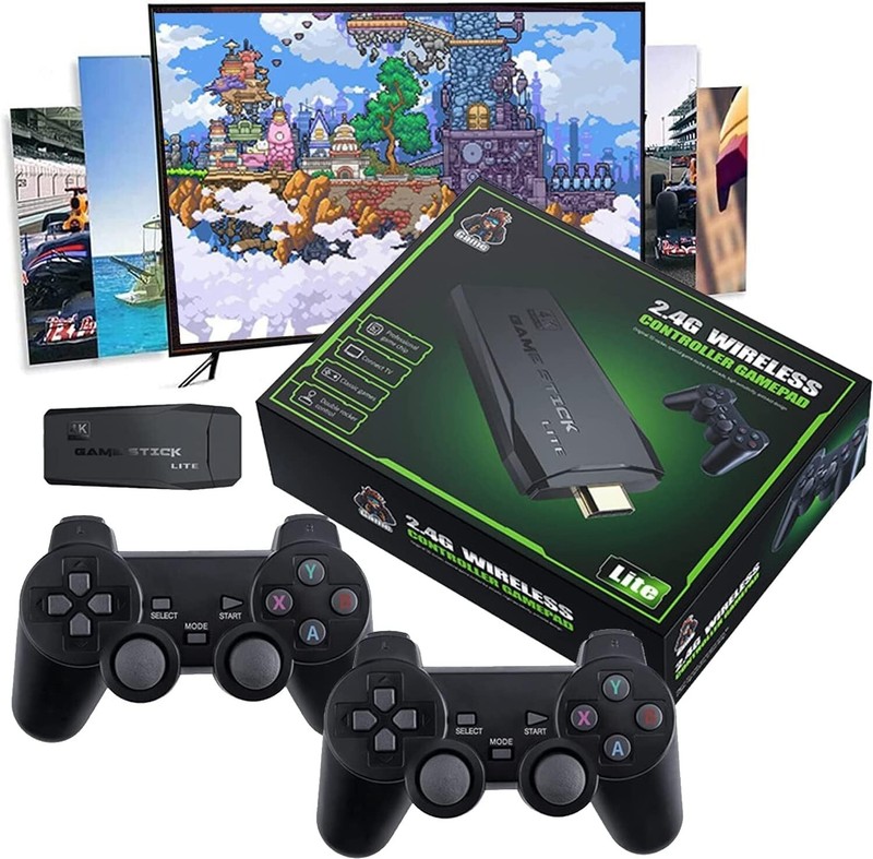 Retro Game Console with Two Wireless Controllers Built-in 64GB  Card 10000 Games