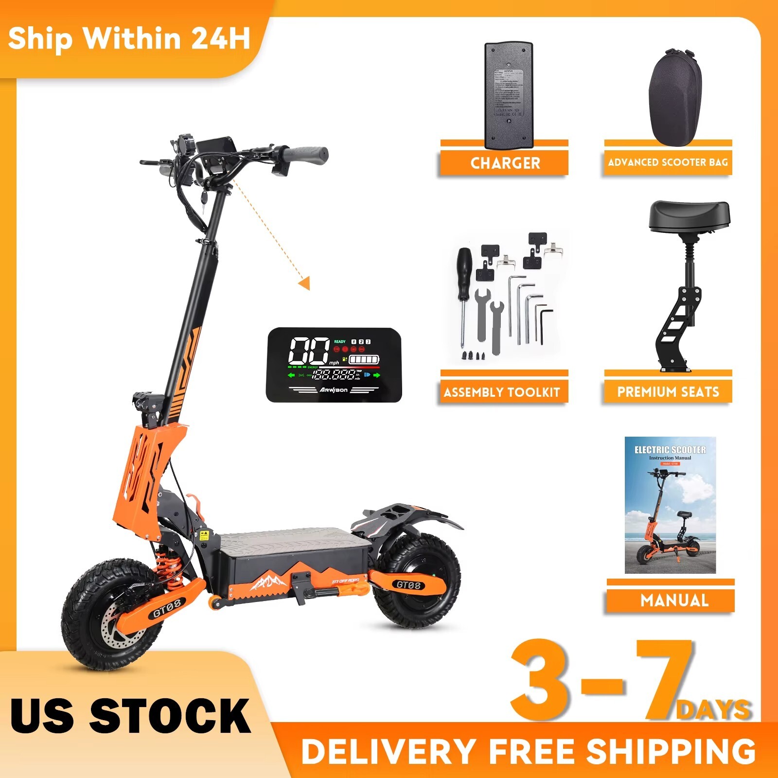 5600W Adult Electric Scooter Dual Motor  46MPH Off-Road