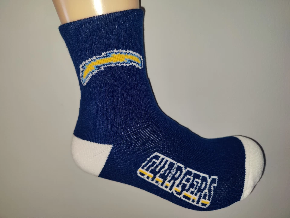 LA Los Angeles Chargers Mens Primary Logo NFL Team 1/4 Length Socks Large - Image 2 of 3