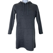 Sister Fashion Sz Medium Sweatshirt Dress Hooded Gray Front Pocket Long Sleeved
