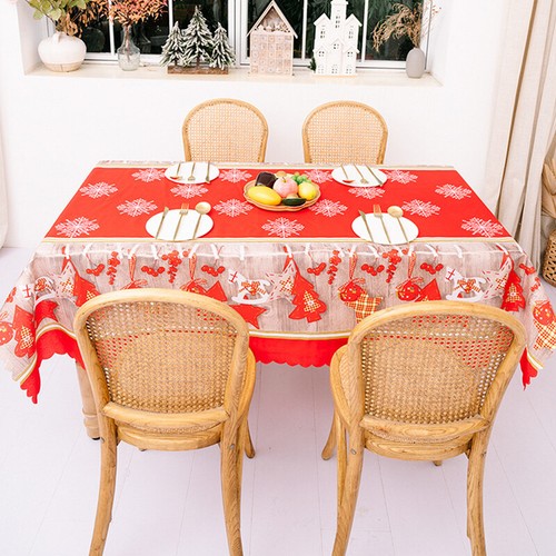 Christmas Pattern Rectangle Tablecloth Dining Home Cover Table Cloth Kitchen AU - Picture 9 of 21