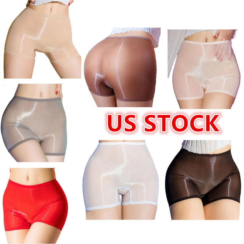 Sexy Shiny See-Through Women's Boxer Brief Panties Lingerie