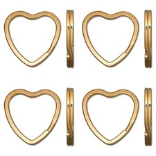 100 Key Rings Heart Shape 32mm Sturdy Split Ring Gold Metal Purses Crafts