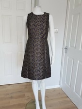 Warehouse Size 8 Blue Gold V Neck Floral Dress