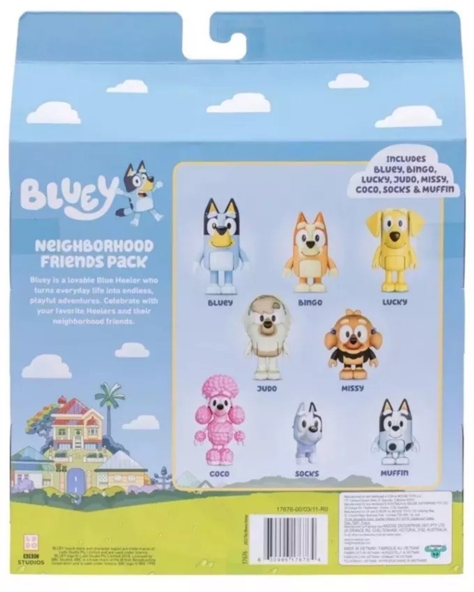 BLUEY NEIGHBORHOOD FRIENDS PACK Judo Missy Lucky Muffin 8 Figures