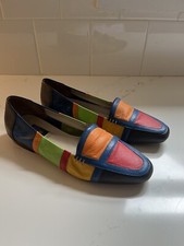 Vintage Loafers Size 8.5 Art Effects Colorblock 80s 90s Leather FAST SHIP