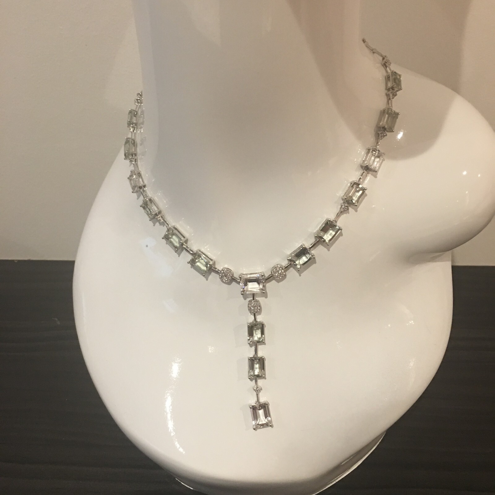 NEW - Stunning Green Amethyst & Real Diamond Solid Silver 925 Necklace, RRP £620 - Picture 10 of 16
