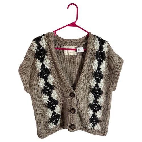 Kenji by Anthropologie Wool Knit Cardigan Sweater Vest Button Fair Isle Womens L