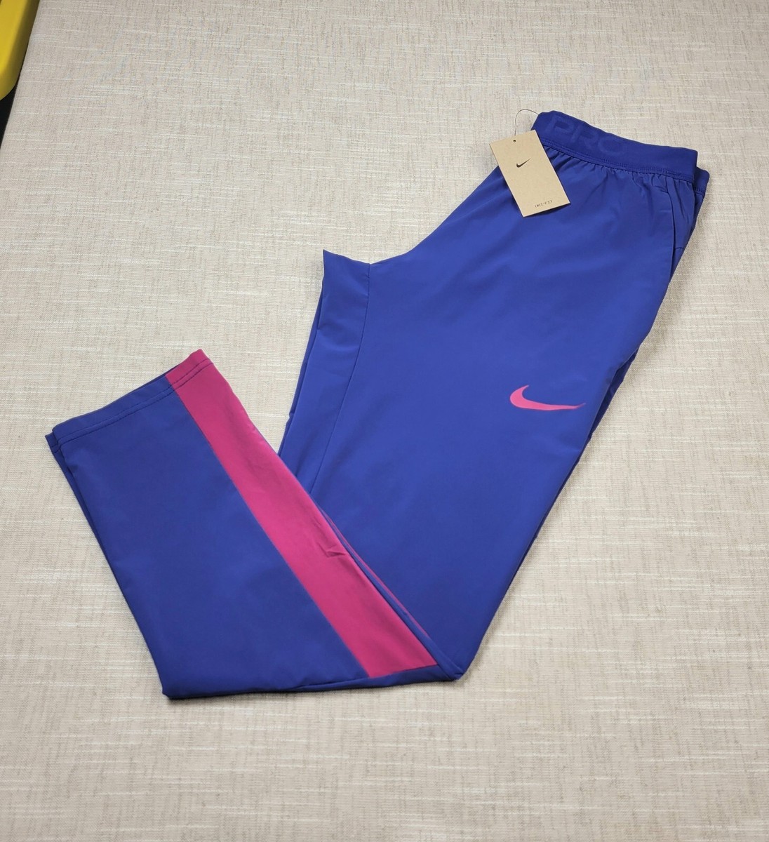 NIKE Pro Track Pants Medium Mens Blue Pink Flex Vent Max Tapered Training Jogger | eBay