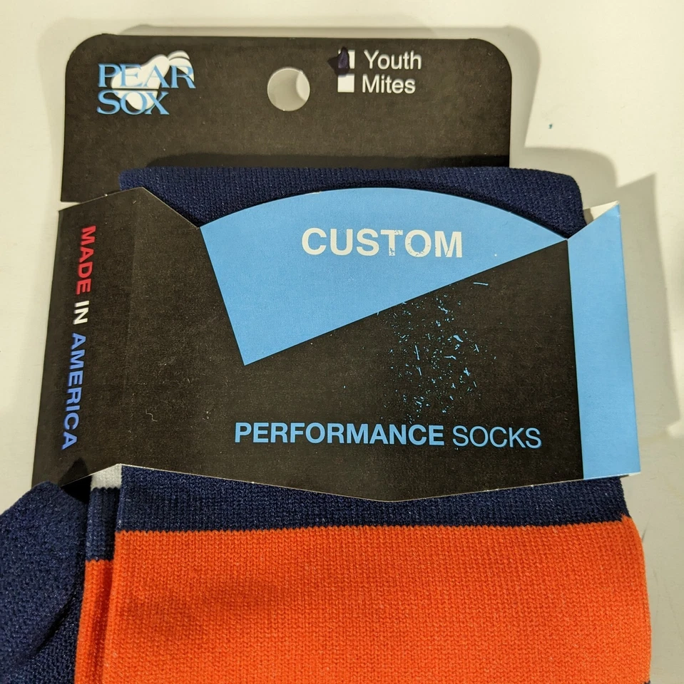 PEARSOX Baseball Socks Knee High Youth Kids Size Navy Blue White Orange - Image 2 of 4