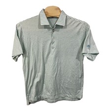 Peter Millar Mens Golf Polo Shirt Men’s XL Blue Green White Striped Arm Logo