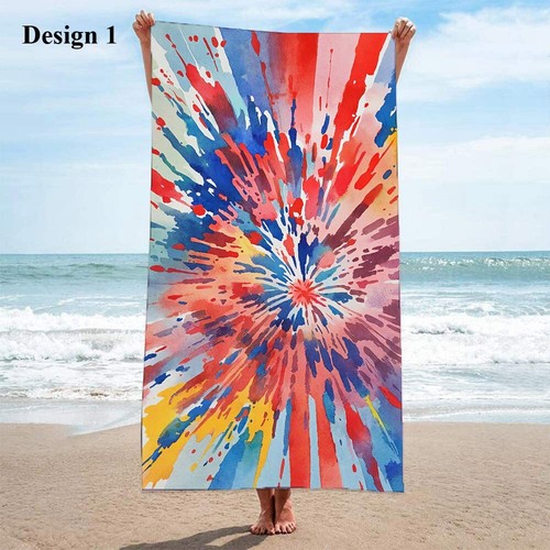 Ink Splashing Circles Radials Spiral Surf Swim Beach Towel Holiday Birthday Gift - Picture 13 of 23
