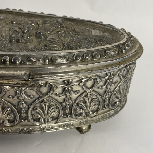 Joyero vintage numerado Jennings Brothers baratija de peltre JB 2555 Repousse - Imagen 13 de 24