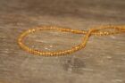 A+ Natural 3-4Mm Yellow Citrine Faceted Rondelle Gemstone Beaded Necklaces 24'