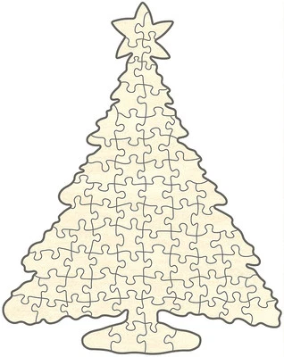 Blanko Holz-Puzzle Christbaum, Advents-Puzzle, 72 Teile, 39x49 cm - Bild 1 von 2